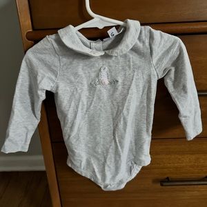 The Little White Company, peter pan collar onesie, bunny, 6-9 months